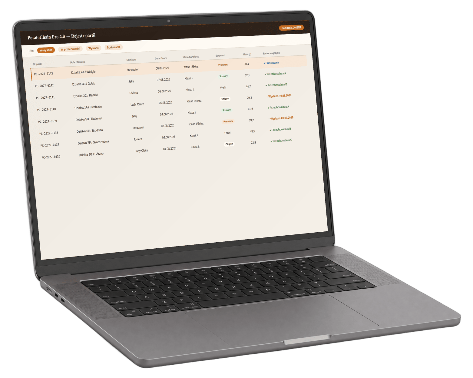 Laptop z rejestrem partii — historia i pochodzenie